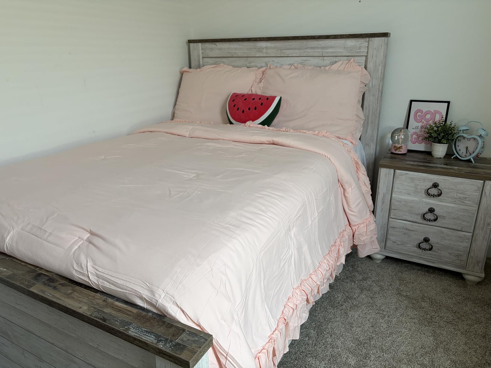 Signature Design by Ashley Willowton Farmhouse 2 Drawer Nightstand with USB Charging Ports, Whitewash customer photo 1