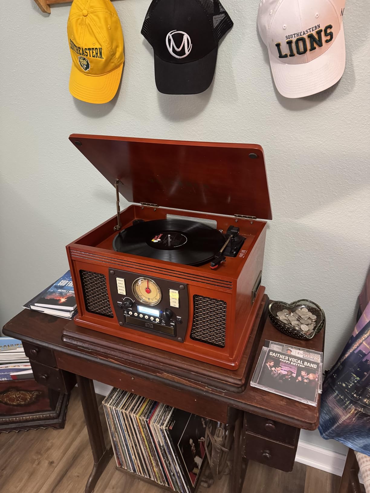 Victrola Navigator 8-in-1 Bluetooth Record Player with Built-in Speakers - 3 Speed, CD Player, Cassette, FM Radio, USB, RCA Out, Headphone Jack, Wireless Music Streaming, Real Wood, Mahogany customer photo 2