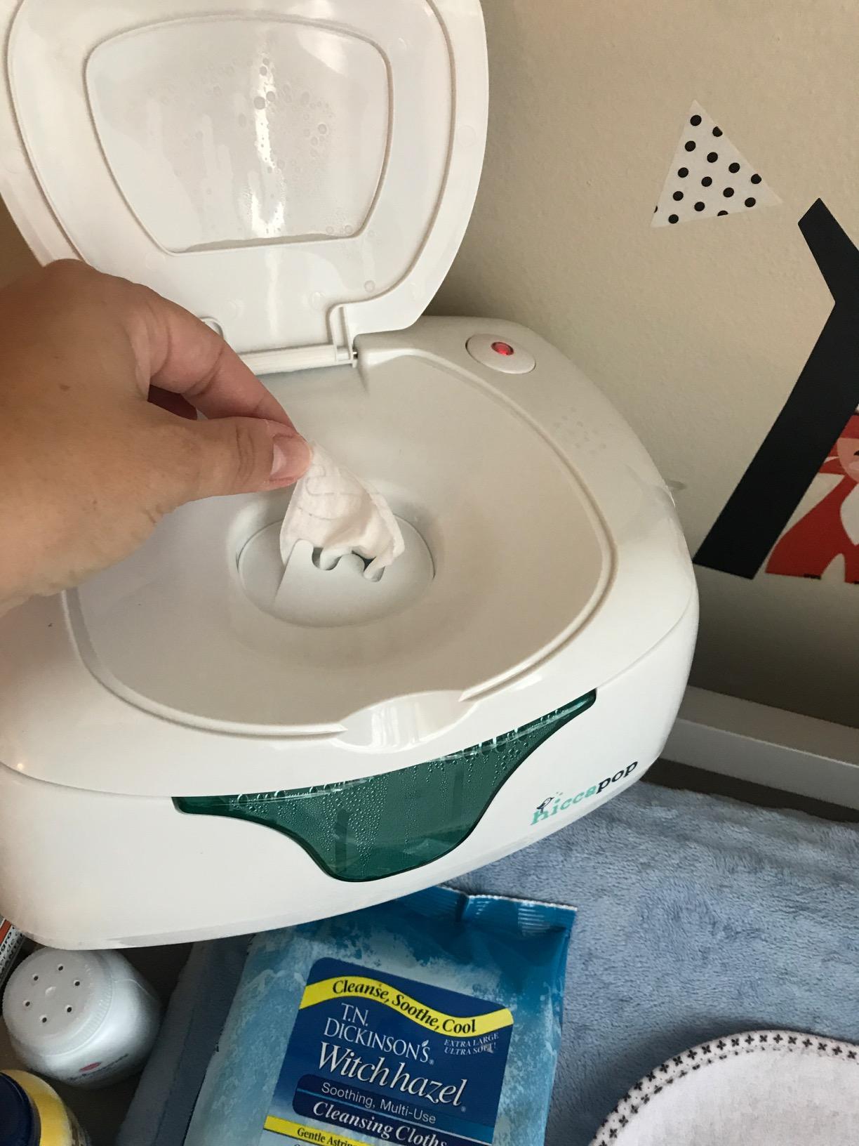 Hiccapop Baby Wipe Warmer and Baby Wet Wipes Dispenser | Baby Wipe Warmer for Babies | Diaper Wipe Warmer with Changing Light, White customer photo 2