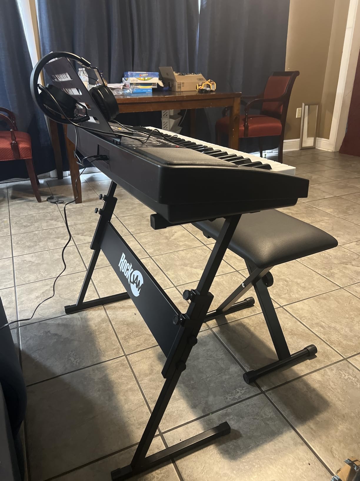 RockJam RJ761 61 Key Keyboard Piano with Keyboard Bench, Digital Piano Stool, Sustain Pedal, Headphones & Lessons customer photo 1