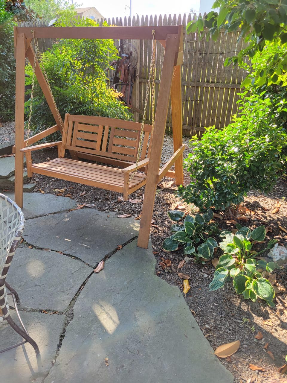 Furinno Tioman Hardwood Patio / Garden / Outdoor 4ft Porch Swing, 2 Seater, Natural customer photo 2