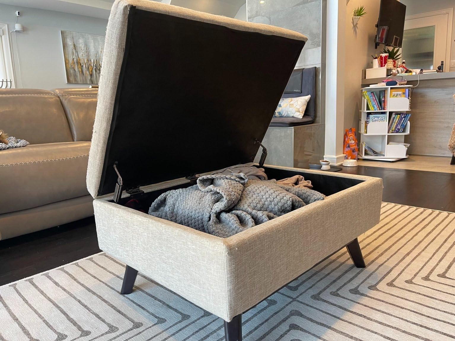 SIMPLIHOME Owen Coffee Table Storage Ottoman - 34