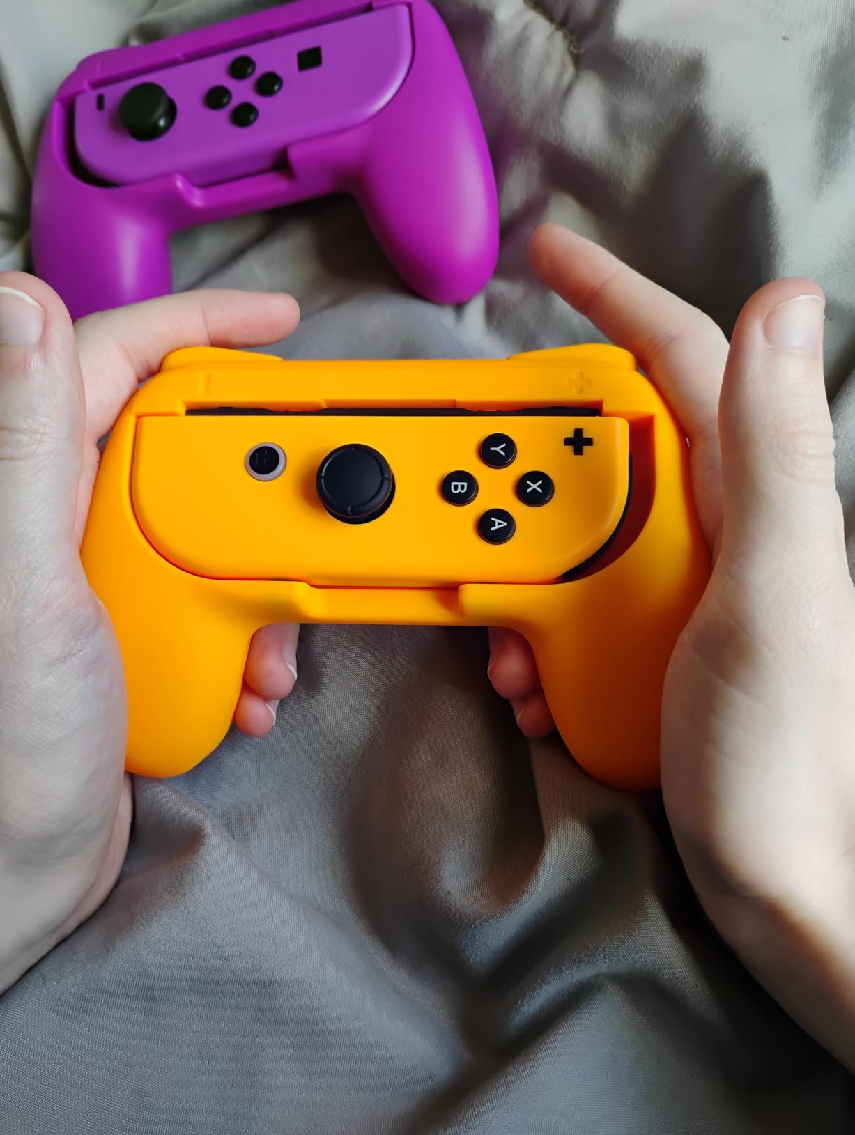 FASTSNAIL Grips Compatible with Nintendo Switch for Joy Con & OLED Model, Wear-Resistant Handle Kit and Non-Slip Thumb Grips for Switch Joycon Controller 2 Pack (Black) customer photo 2