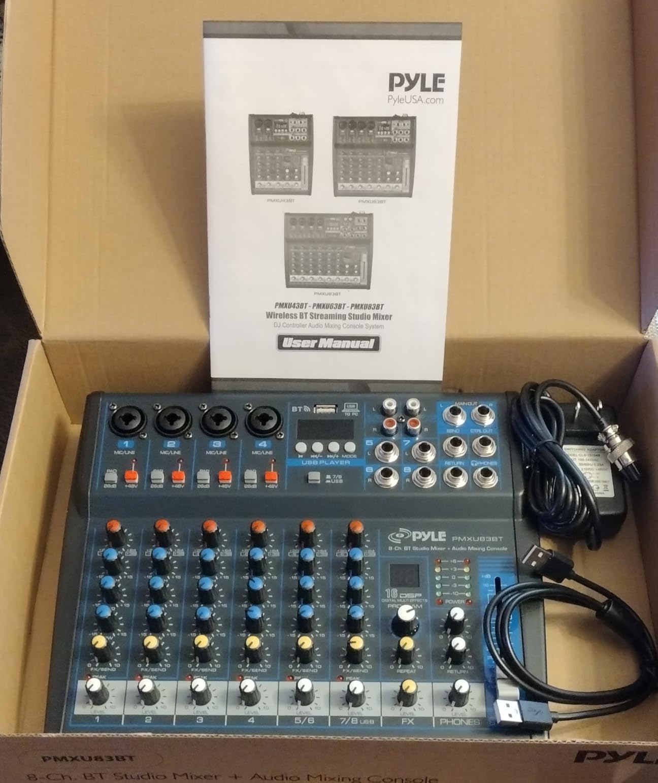 Pyle 8 Channel DJ Audio Mixer, Bluetooth, DSP FX, USB, Audio Interface | +48V Phantom Power, 16Bit DSP Processor, USB-A MP3 Player customer photo 2