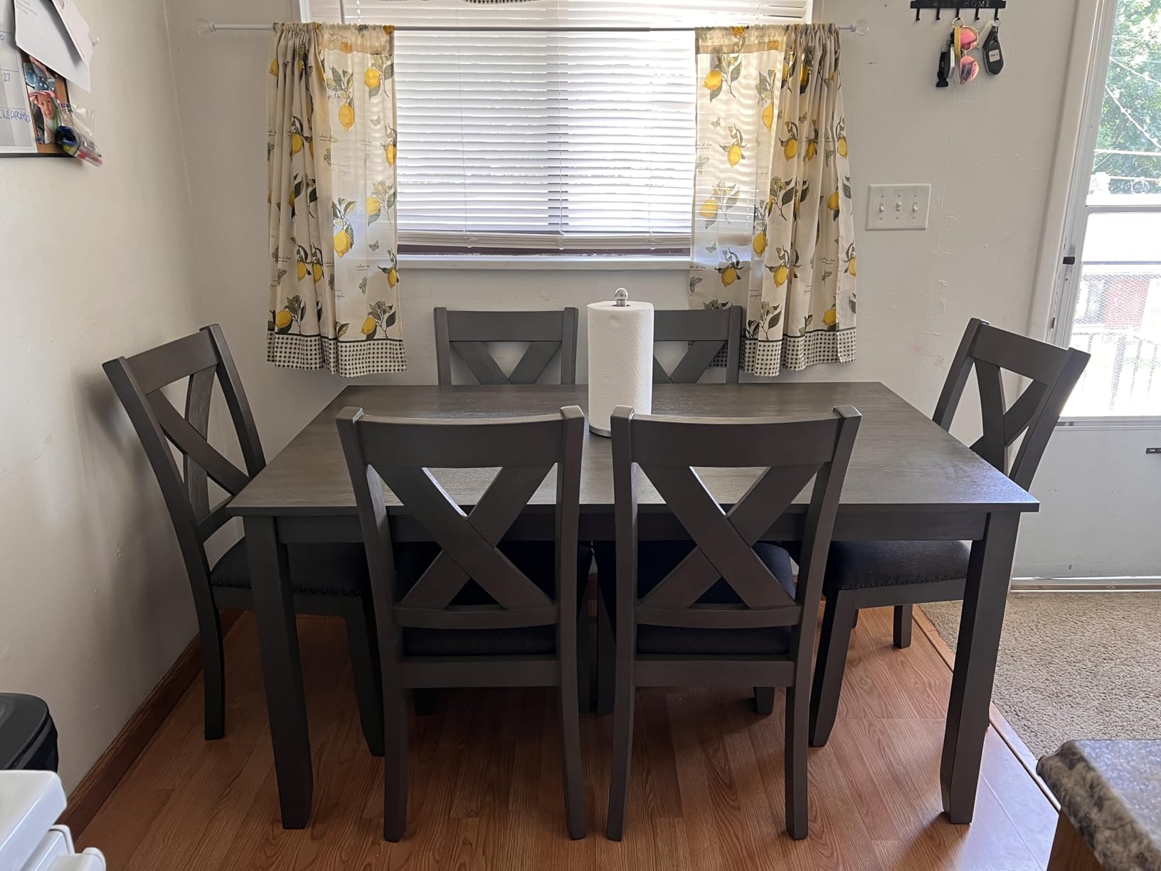 Signature Design by Ashley Rokane 7-Piece Dining Room Table Set with 6 Upholstered Chairs - Brown Wood 20