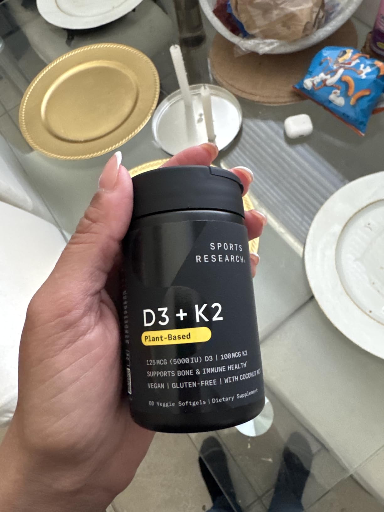 Sports Research Vitamin D3 + K2 w/ Coconut Oil - Vegan Vitamin D 5000iu & Mk7 Vitamin K 100mcg for Bone & Immune Support - 60 Softgels customer photo 1