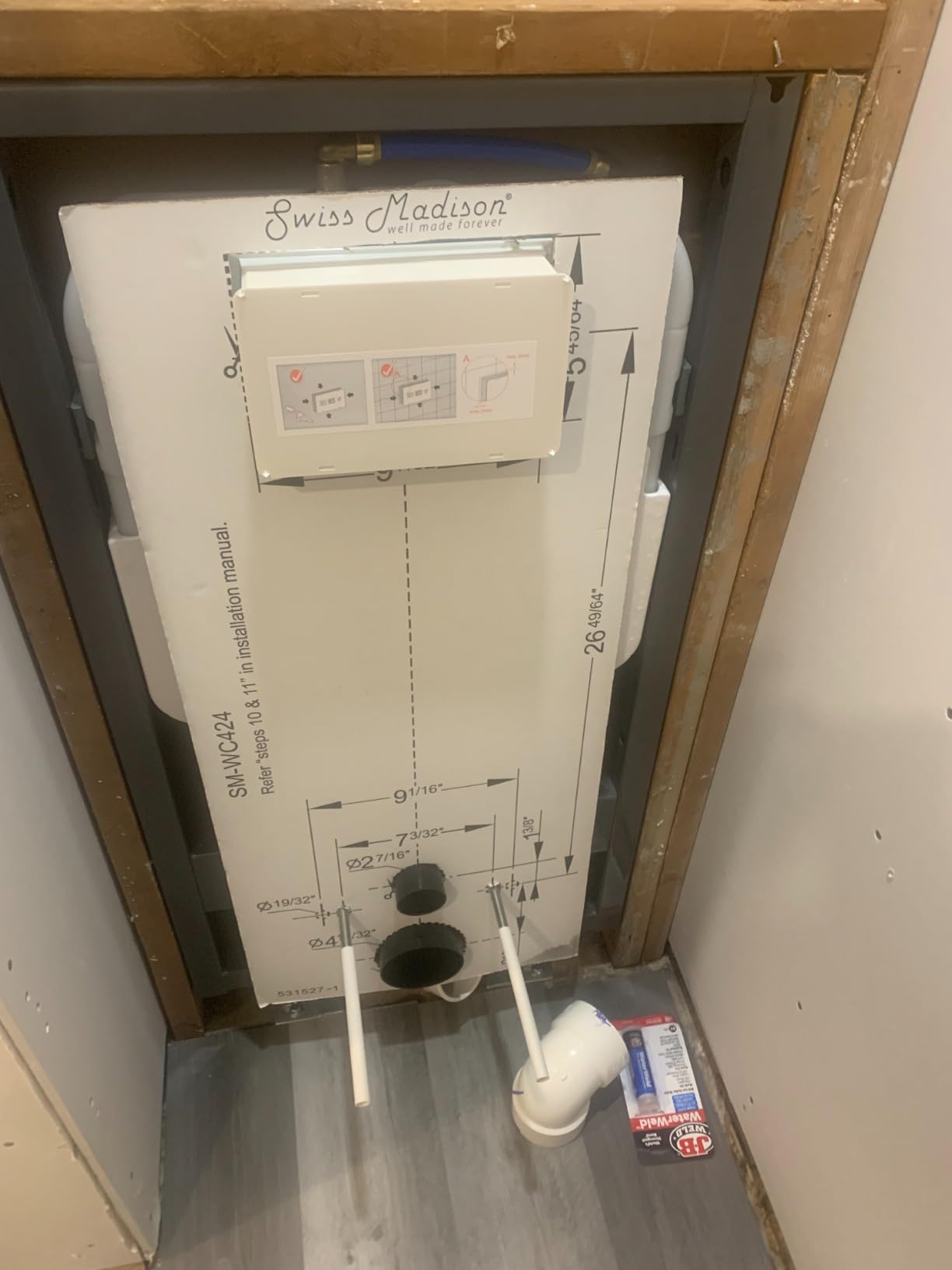 Swiss Madison SM-WC426 Concealed In-Wall Toilet Tank Carrier System Wall-Hung Dual Flush, 20