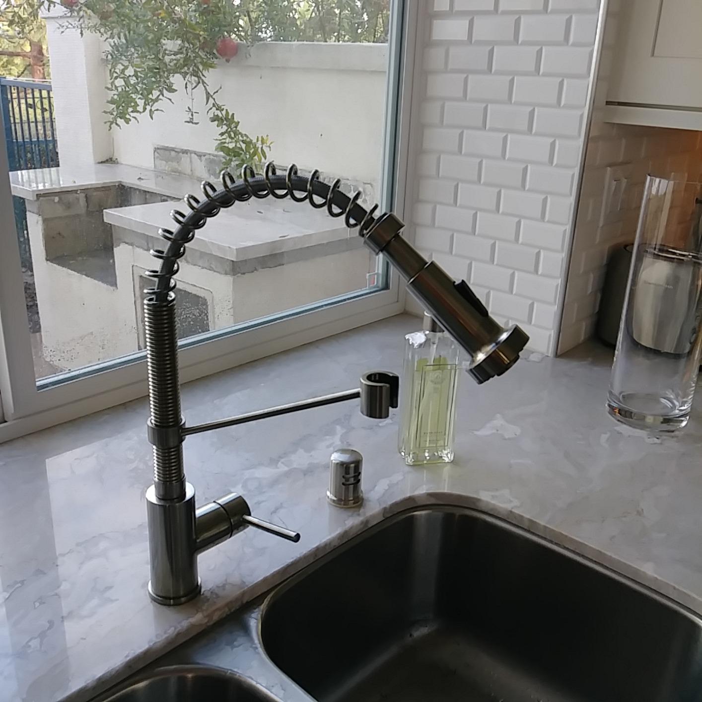 KRAUS Bolden Commercial Style 2-Function Single Handle Pull Down Kitchen Faucet in Stainless Steel, KPF-1610SS customer photo 2