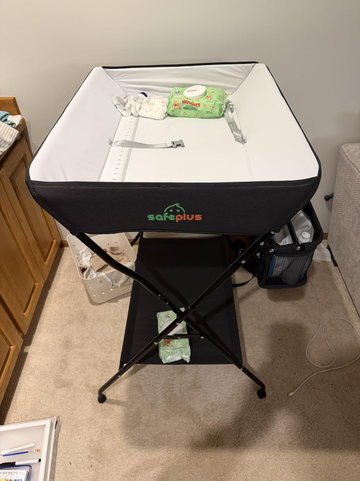 Costzon Changing Table, Portable Baby Changing Table Foldable Diaper Changing Station with Safety Belt (Black) customer photo 2