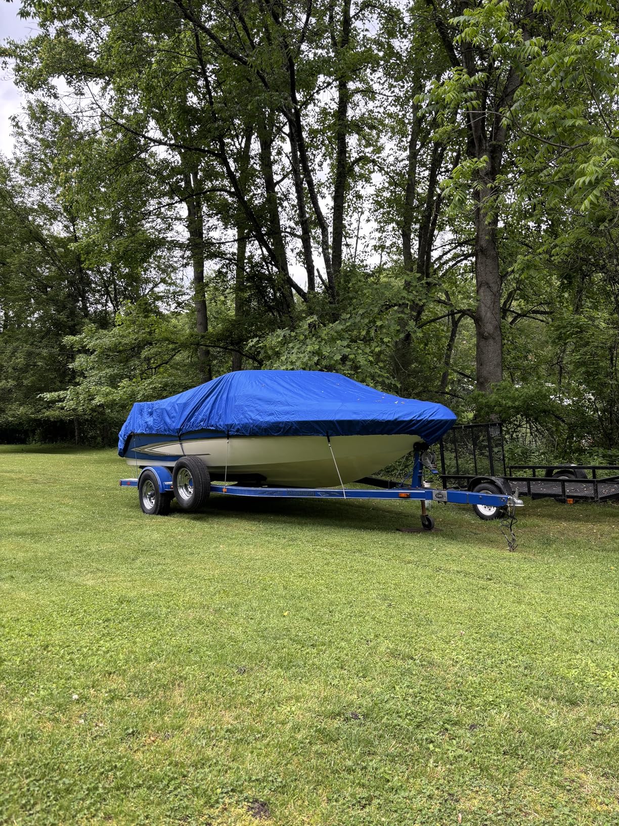 MSC Heavy Duty Oxford Polyester Made Trailerable Boat Cover, Fits V-Hull, Tri-Hull, Runabout Boat Cover (Model B - Length:14'-16' Beam Width: up to 90