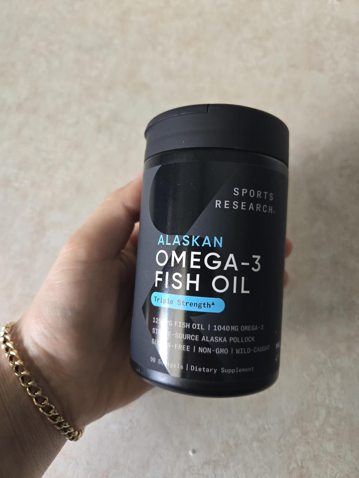 Sports Research Omega-3 Fish Oil 1250mg from Wild Alaska Pollock, 90 Count | 690mg EPA & 260 DHA per Softgel, MSC Certified Sustainable, Heart & Brain Health, Non-GMO, Soy Free customer photo 1