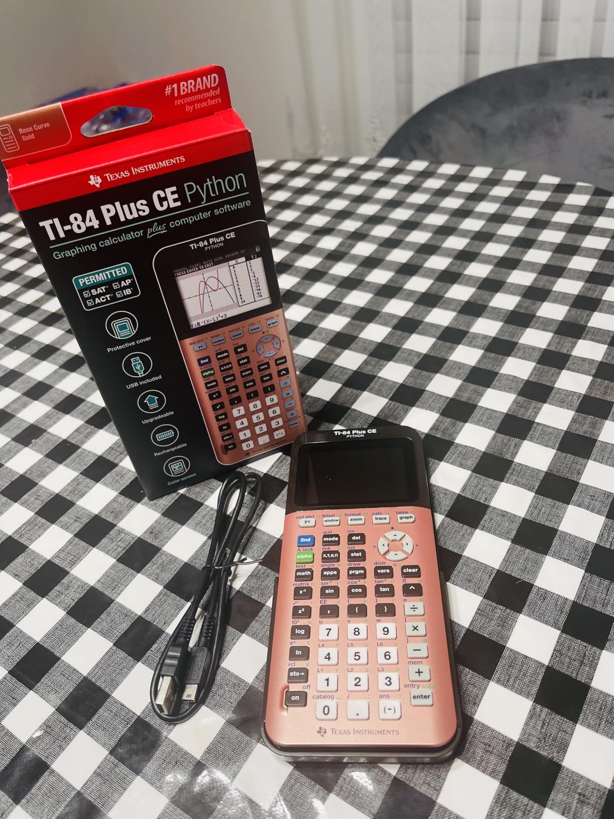 Texas Instruments TI-84 Plus CE Color Graphing Calculator, Rose Curve Gold customer photo 1