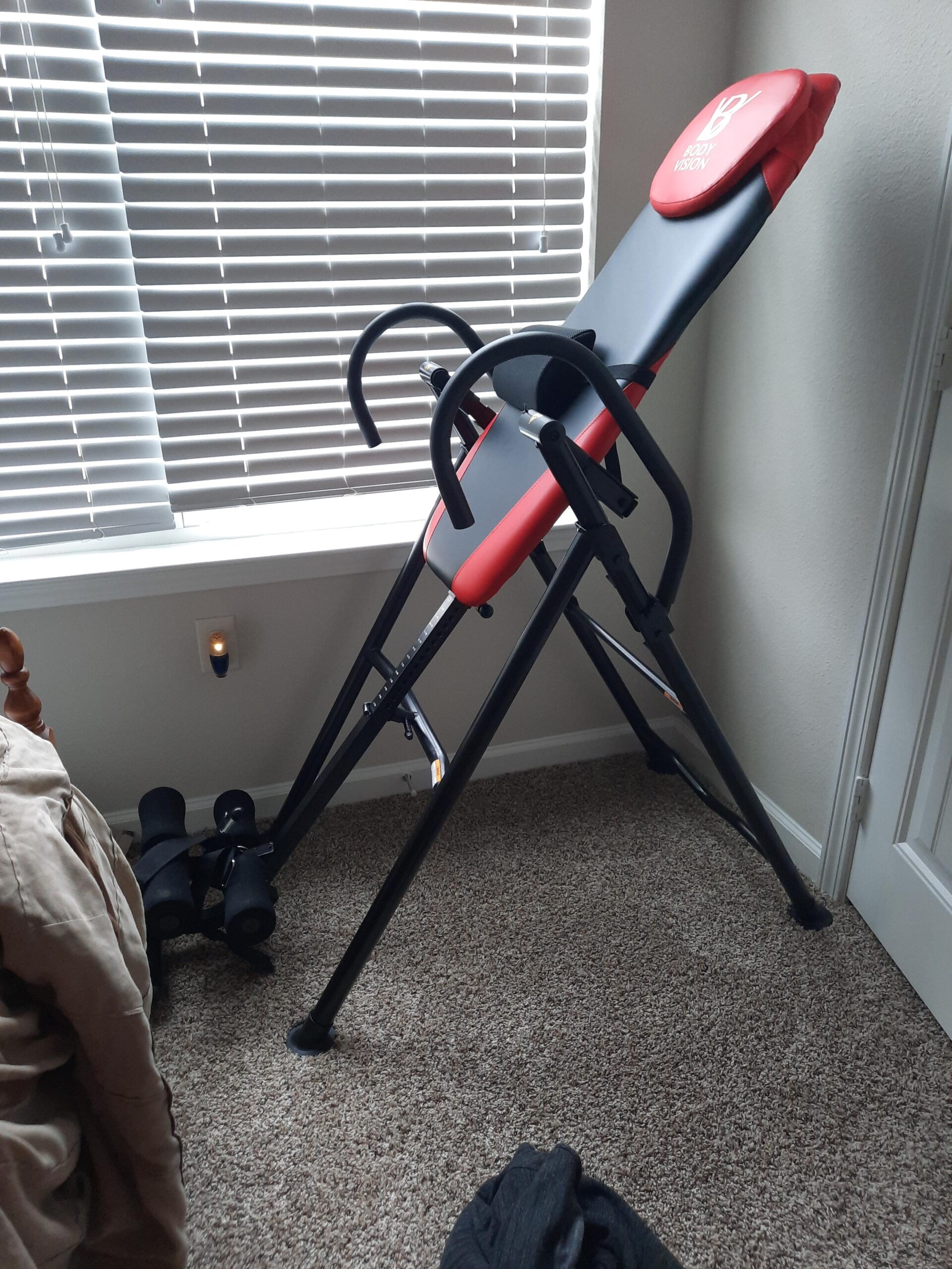 Body Vision IT9550 Deluxe Inversion Table with Adjustable Head Rest & Lumbar Support Pad - Heavy Duty up to 250 lbs, Red customer photo 1