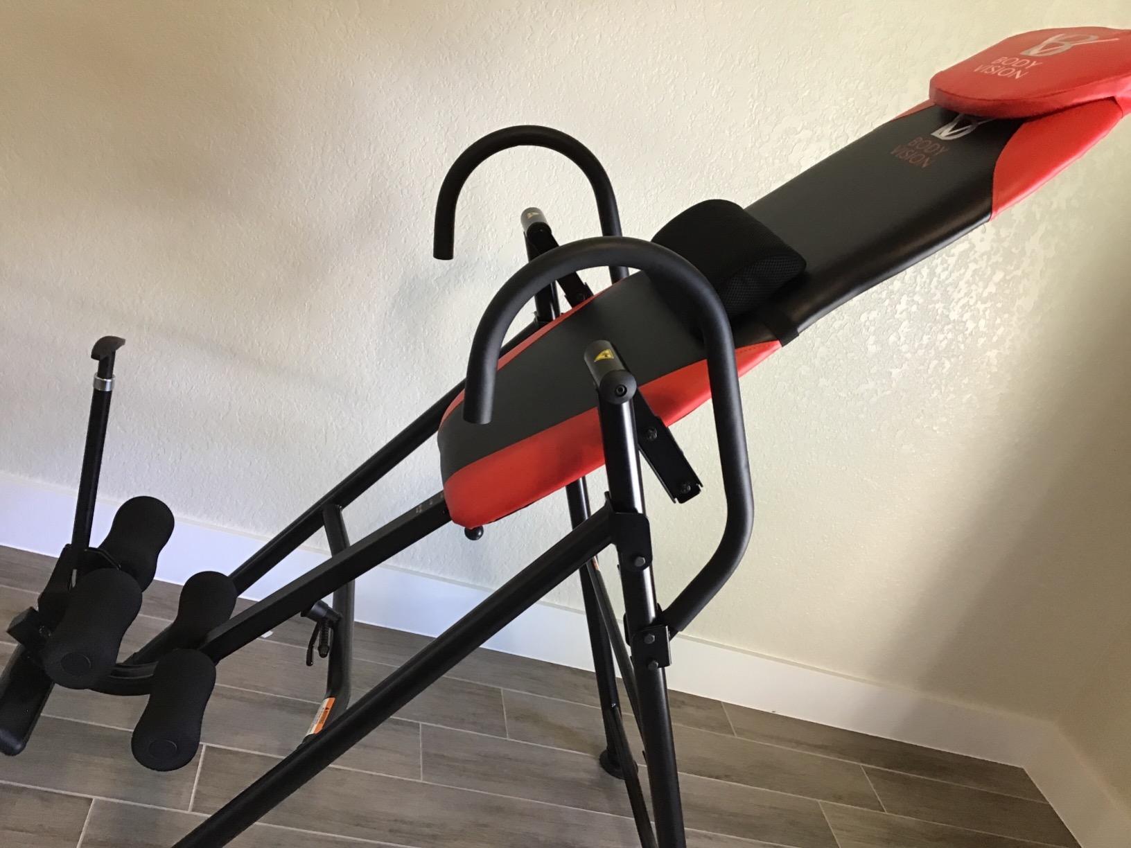 Body Vision IT9550 Deluxe Inversion Table with Adjustable Head Rest & Lumbar Support Pad - Heavy Duty up to 250 lbs, Red customer photo 2