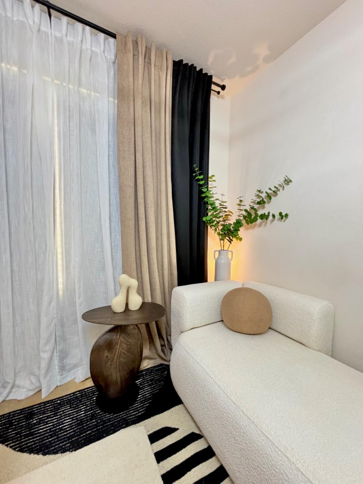 RYB HOME White Curtains Sheer - Linen Texture Sheer Window Covering, Light & Airy Translucent Panels for Bedroom Living Room Patio Glass Door, 52 inch Width x 95 inch Length, Set of 2 customer photo 1