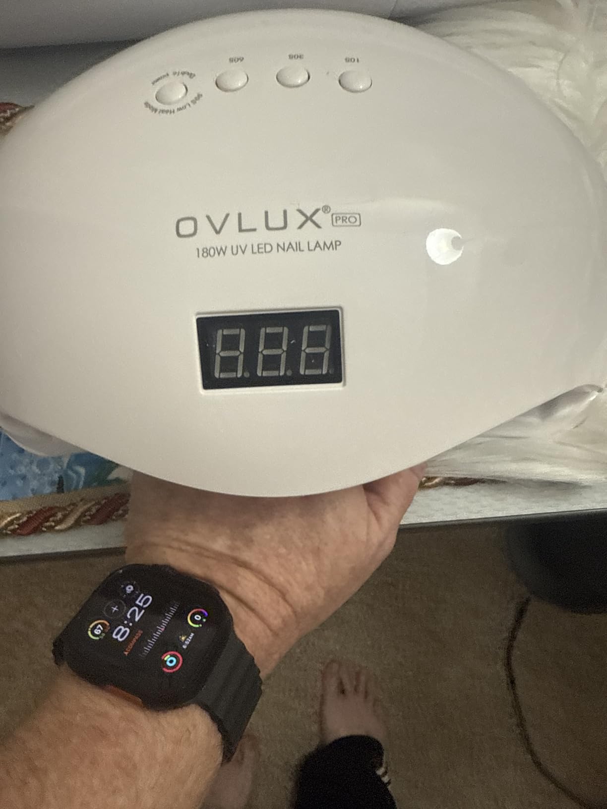 OVLUX 180W UV LED Nail Lamp - Professional Gel Nail Dryer with 57 LEDs, Auto Sensor & LCD Display, Fast Nail Polish Dryer for Gel Polish, UV Light for Gel Nails, All Gel Types, Adapter Included customer photo 2