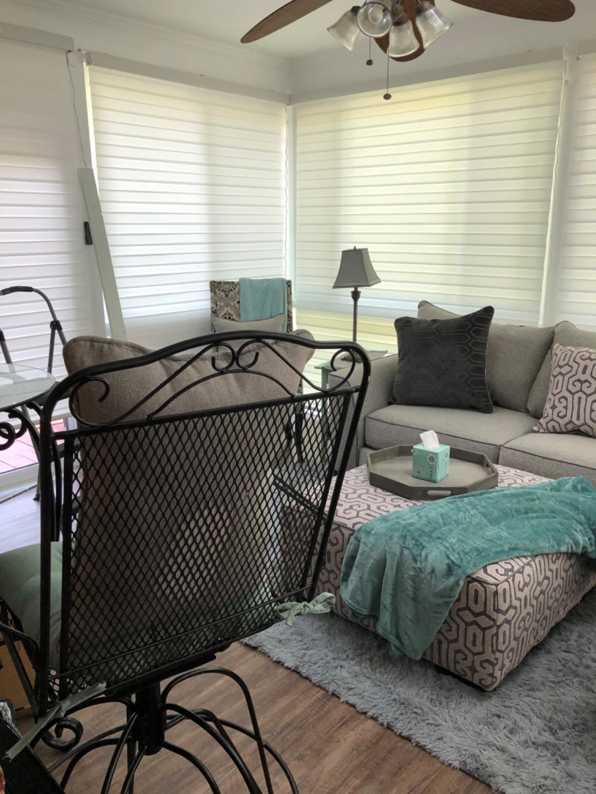 Yoolax Motorized Zebra Blinds Works with Alexa, Motorized Blinds with Remote Custom Size, Privacy Electric Zebra Shades for Windows (90% Shading Greyish White) customer photo 1