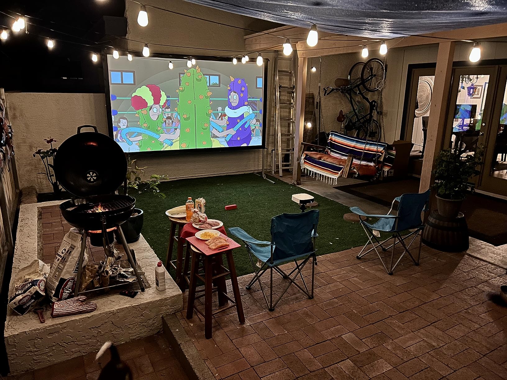 Projector Screen Outdoor, JWSIT 120 inch Outdoor Movie Screen-Upgraded 3 Layers PVC 16:9 Projector Screen, Portable Video Projection Screen with Carrying Bag for Home Theater Backyard customer photo 1