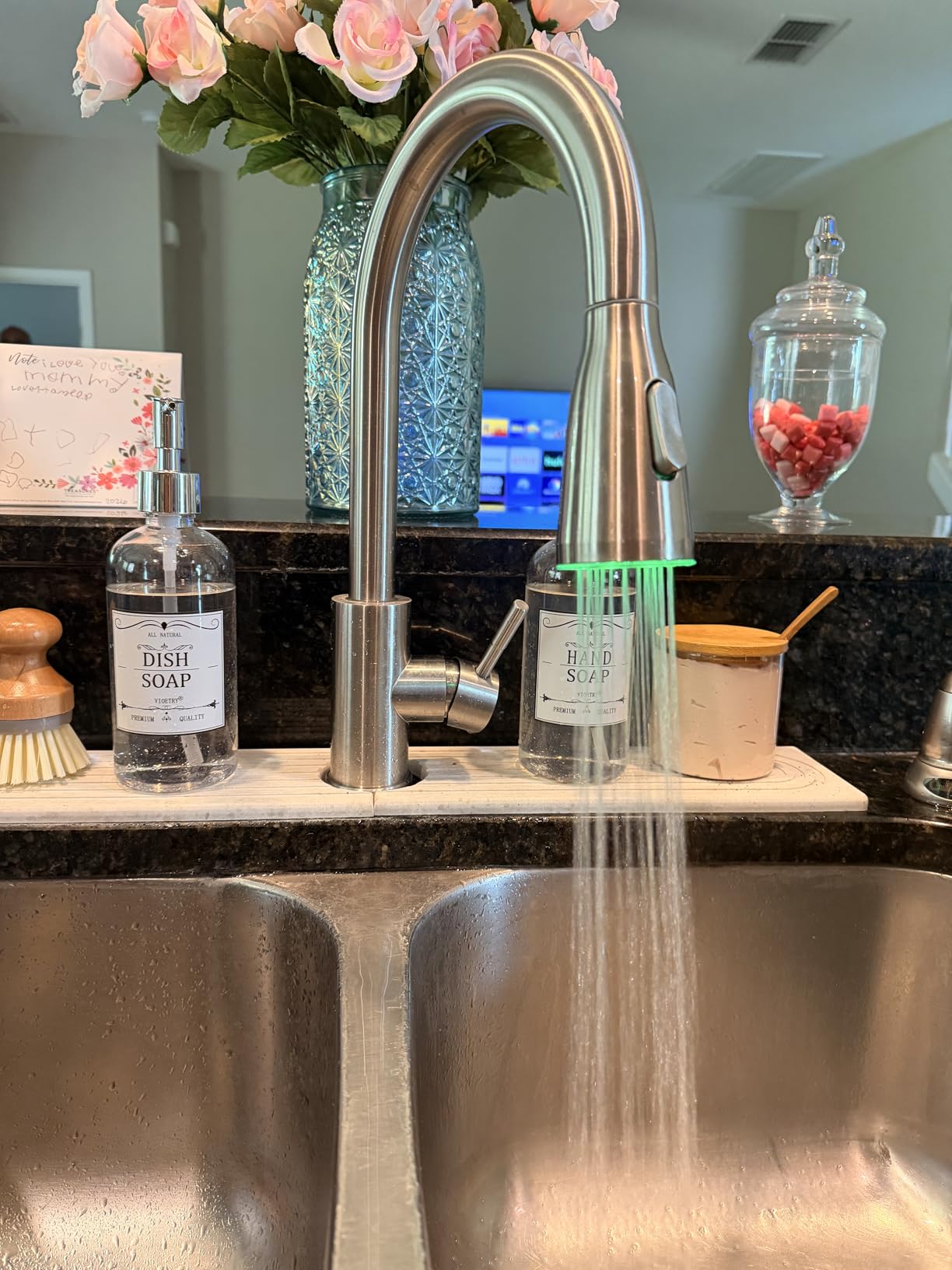 FORIOUS Kitchen Faucets with Pull Down Sprayer, Brushed Nickel customer photo 2