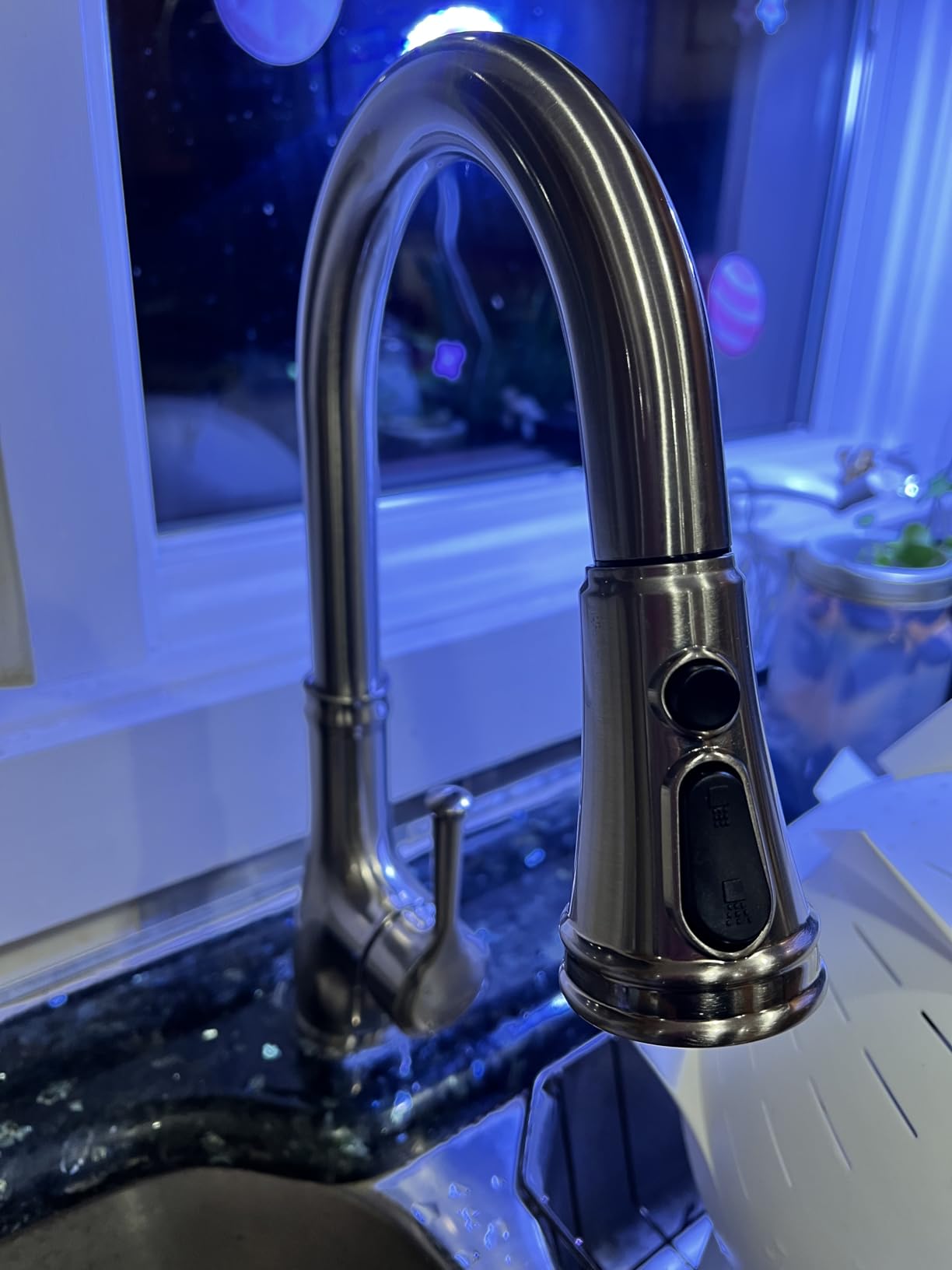 WEWE Vintage Kitchen Faucet with Pull Down Sprayer, Stainless Steel 1 or 3 Hole High Arc Single Handle Antique Sink Faucet customer photo 1