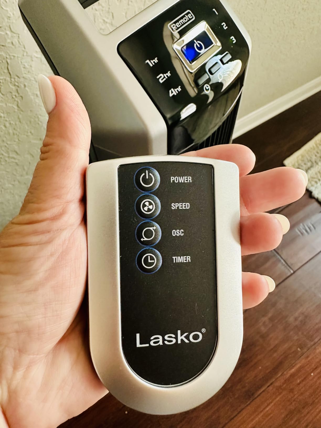 Lasko High Velocity Oscillating Tower Fan for Bedroom, Garage, Basement, and Gym with Remote Control, Timer, 3 Powerful Speeds, 35