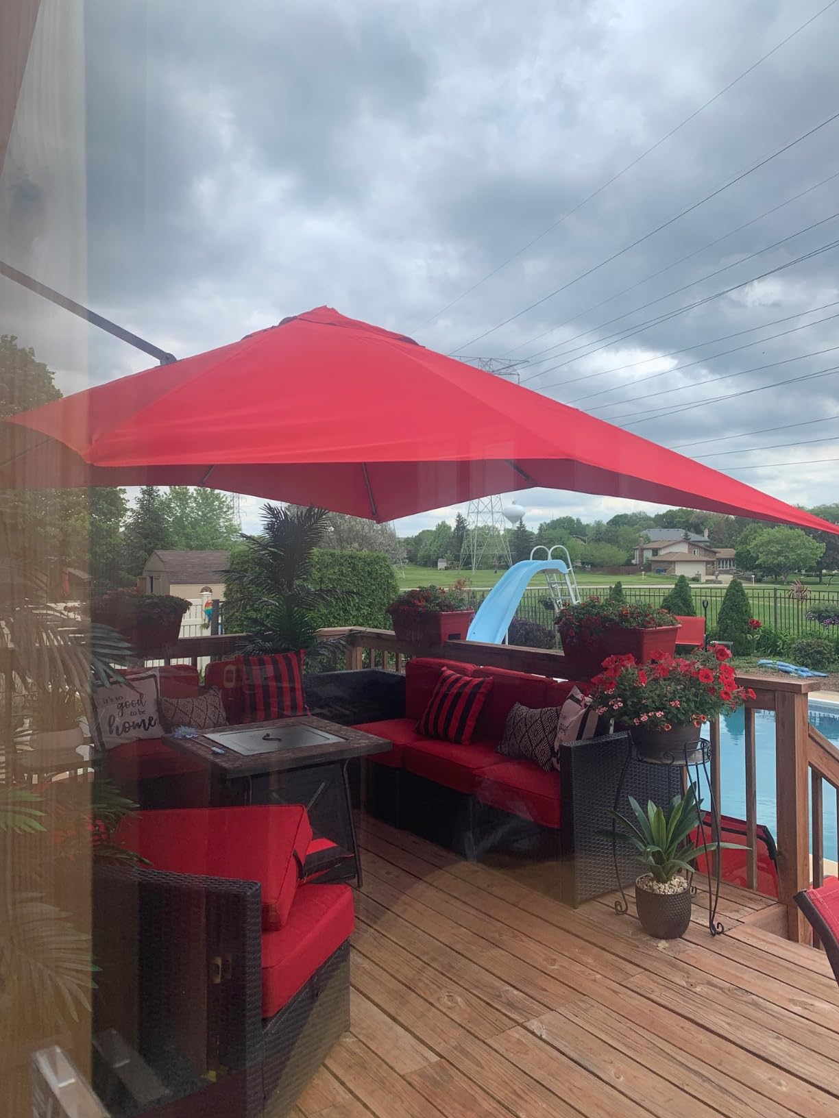 Sunnyglade 11Ft Cantilever Patio Umbrella Deluxe Offset Umbrella 360 Rotation & Integrated Tilting System Heavy Duty Patio Hanging Umbrella for Market Garden Deck Pool Backyard Patio (Tan, 11 ft) customer photo 2