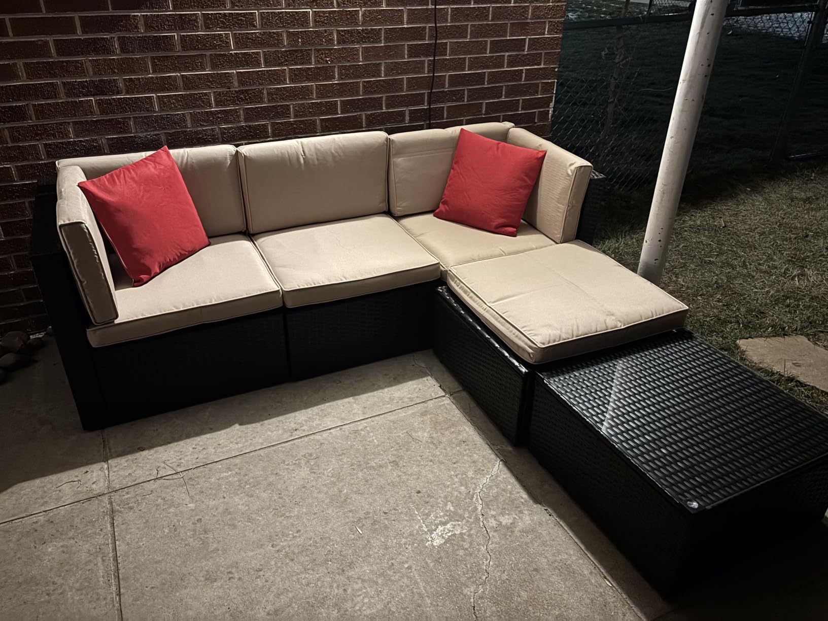 Vongrasig 5 Piece Patio Furniture Sets, Outdoor Patio Set Sectional Sofa, All-Weather PE Rattan Outdoor Couch with Ottoman, Glass Table customer photo 2