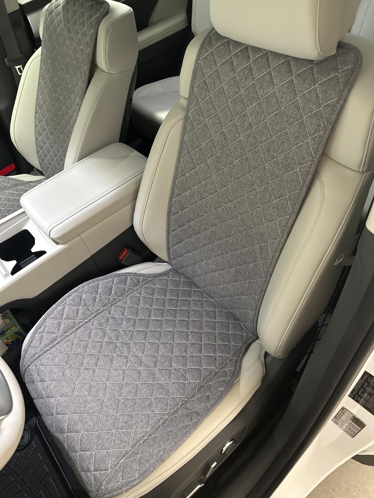 IVICY Faux Linen Front Car Seat Cover - Non-Slip Bucket Seat Protector for Most Cars, SUVs, Vans & Trucks - 1 Seat Cover, Machine Washable, Side-Airbag Friendly, Light Beige customer photo 1