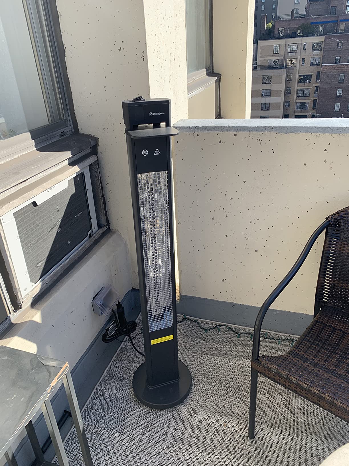 Westinghouse WES31-15110BLK Outdoor Electric Patio, Water Resistant Auto Shut Off Tip Over Switch & Overheat Protection, Freestanding Infrared Tower Heater, Black customer photo 1