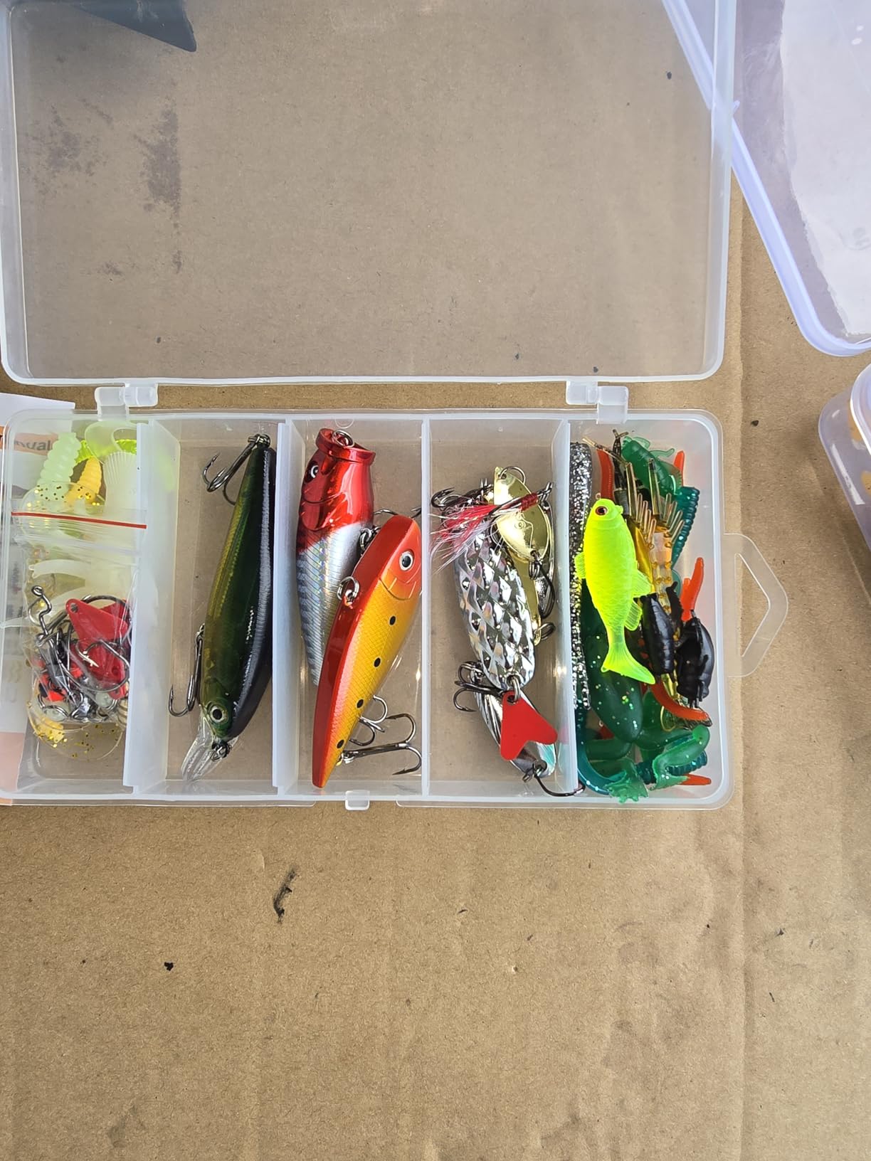 GOANDO Fishing Lures Kit for Freshwater Bait Tackle Kit for Bass Trout Salmon Fishing Accessories Tackle Box Including Spoon Lures Soft Plastic Worms Fishing Gifts customer photo 2