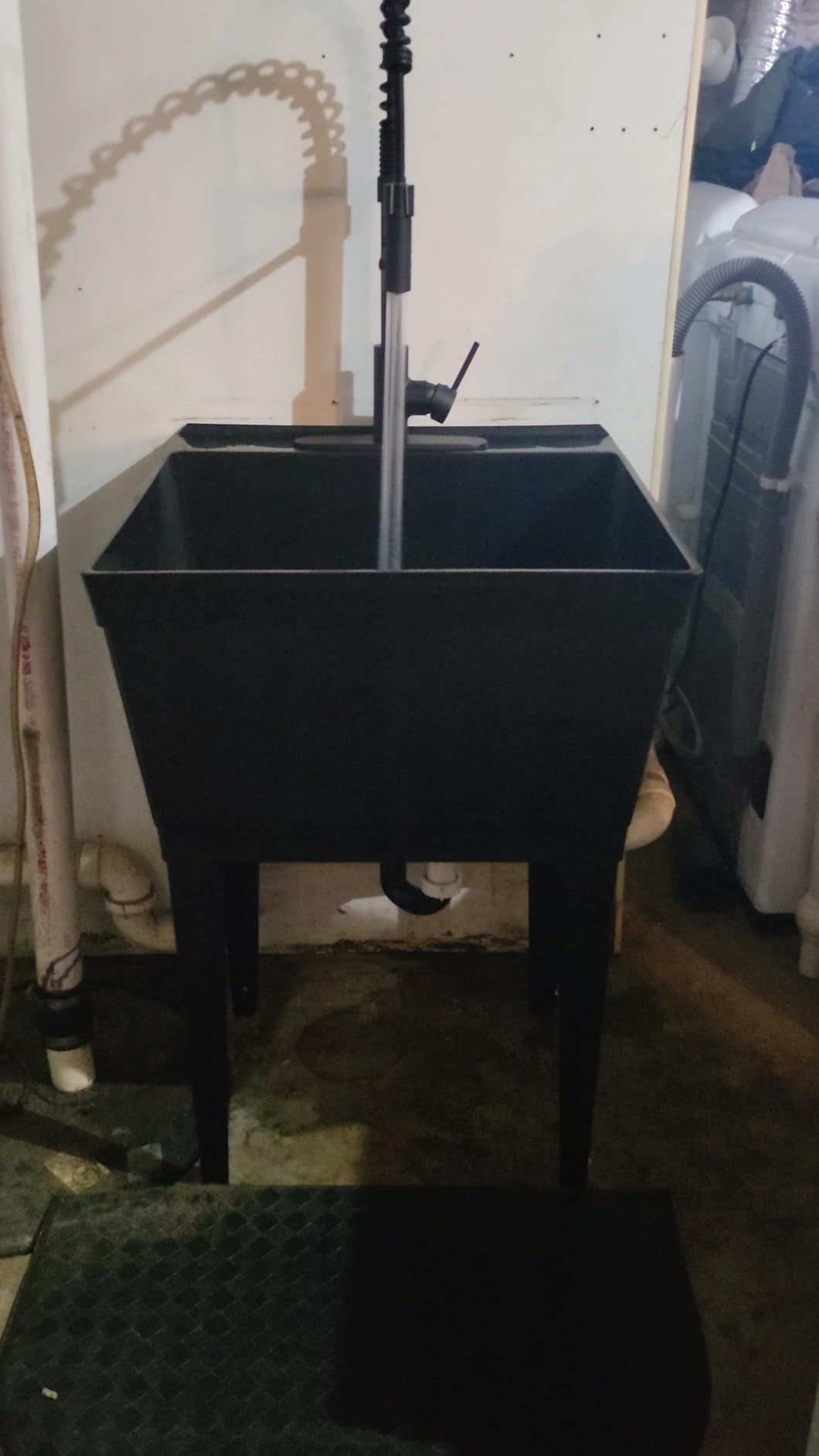 Utility Sink Extra-Deep Laundry Tub in Black with High-Arc Coil Pull-Down Sprayer Faucet in Matte Black, Integrated Supply Lines, P-Trap Kit, Heavy Duty Floor Mounted Freestanding Wash Station customer photo 2