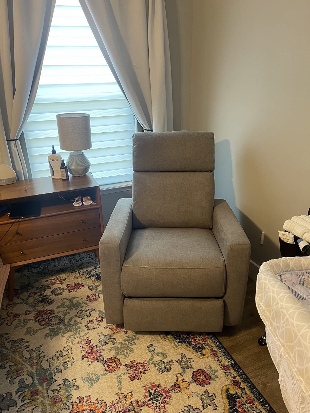 Nurture& The Glider Premium Power Recliner Nursery Glider Chair with Adjustable Head Support, Built-in USB Charger (Ivory) customer photo 1