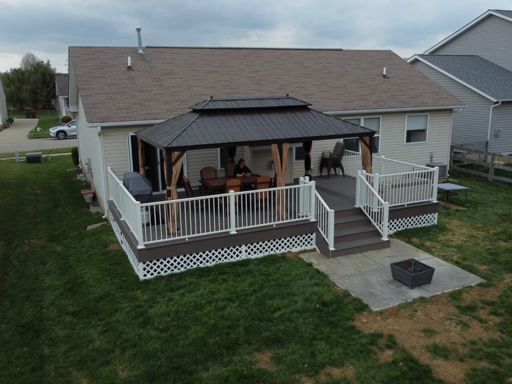 PURPLE LEAF 12' X 14' Outdoor Hardtop Gazebo Permanent Outside Heavy Duty Sun Shade Deck Canopy for Patio All Weather Aluminum Metal Roof Backyard Pavilion with Netting and Curtains customer photo 1