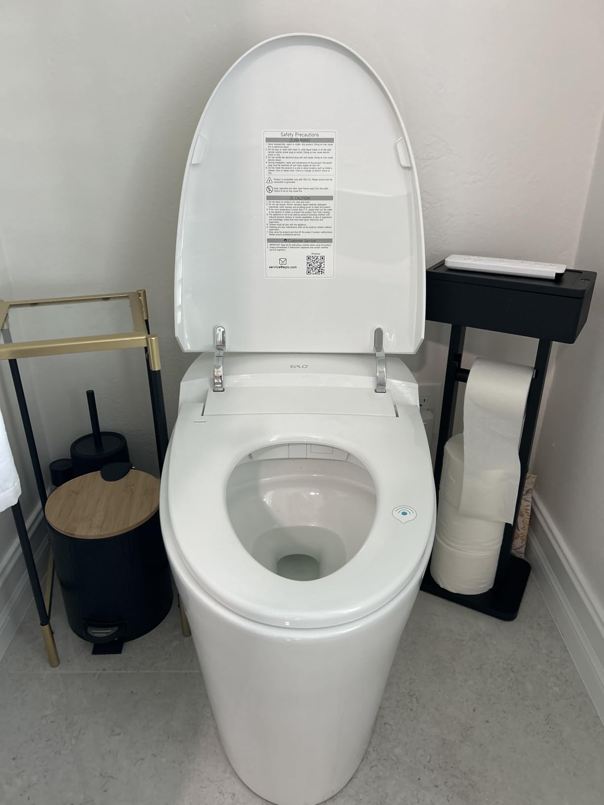 Smart Toilet, One Piece Bidet for Bathrooms, Modern Elongated Toilet with Multiple Washing, Warm Water, Dual Auto Flush, Foot Sensor Flush, Heated Seat, Electric Tankless Toilets with LED Display E16 customer photo 2