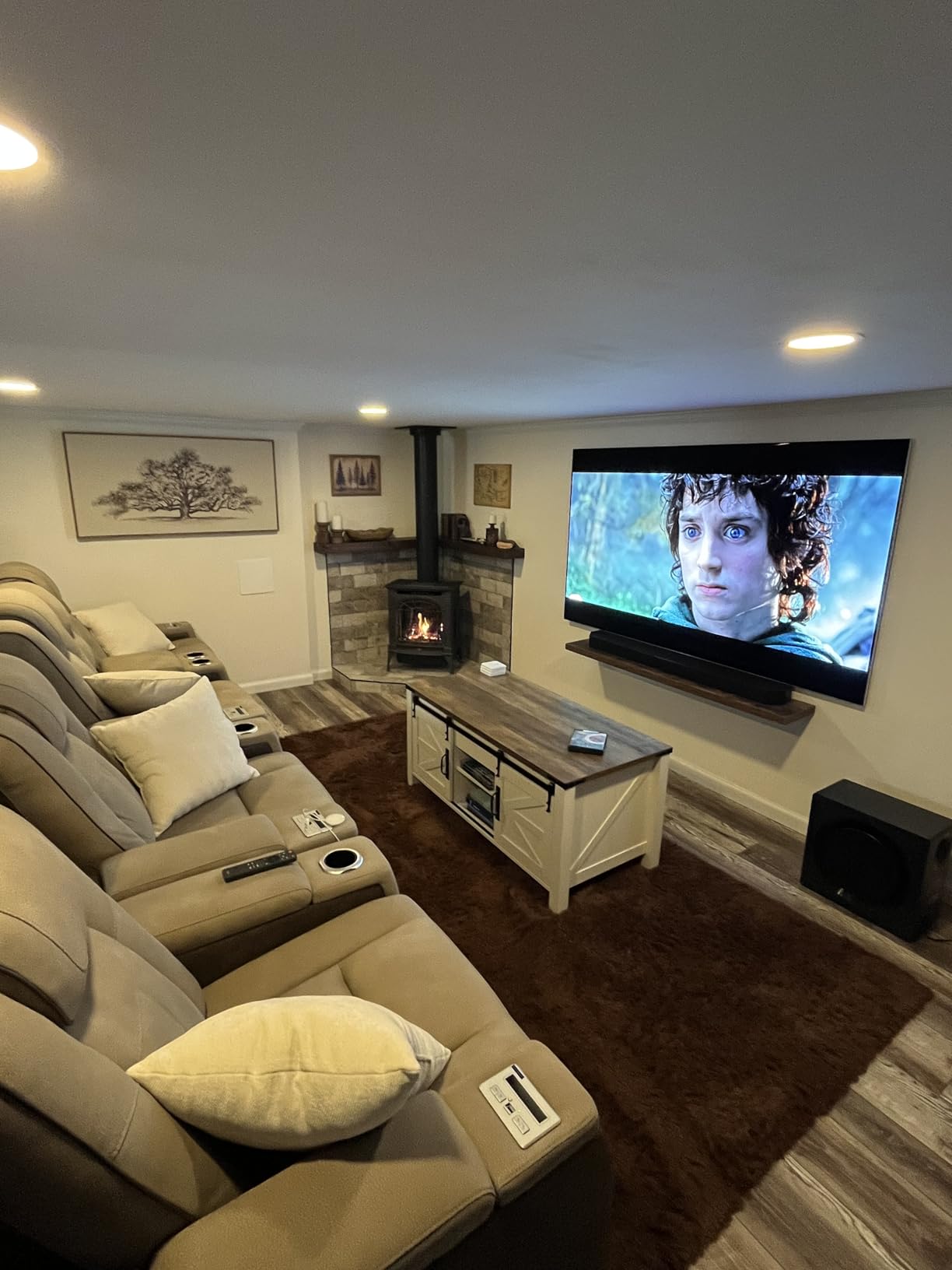 Signature Design by Ashley Next-Gen DuraPella Power Reclining Sofa - Wireless & USB Charging, Zero-Gravity, Adjustable Headrest, Water-Repellent Faux Leather, Drop-Down Table, Beige/Brown, 86