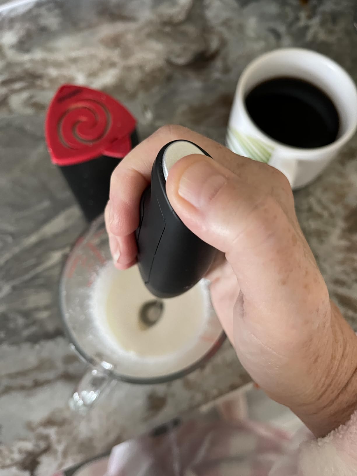Zulay Kitchen Powerful Milk Frother Wand With Duracell Batteries - Ultra Fast Handheld Drink Mixer - Electric Whisk Foam Maker for Coffee, Lattes, Cappuccino & Matcha - Z1 Motor - Black customer photo 1