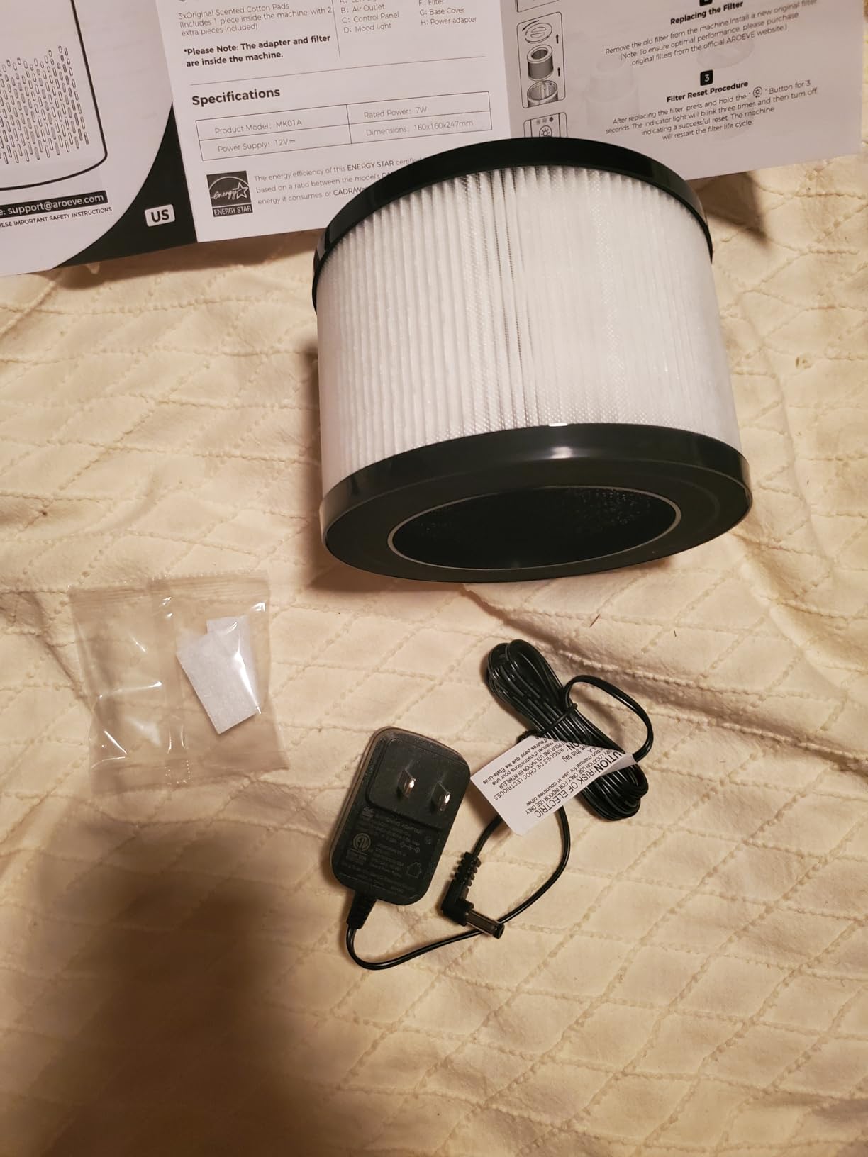 AROEVE Air Purifiers for Bedroom Home, Air Purifier For Smoke Pollen Dander Hair Smell Air Cleaner with Sleep Mode Speed Control For Bedroom Office, MK01- White(Available for California) customer photo 2