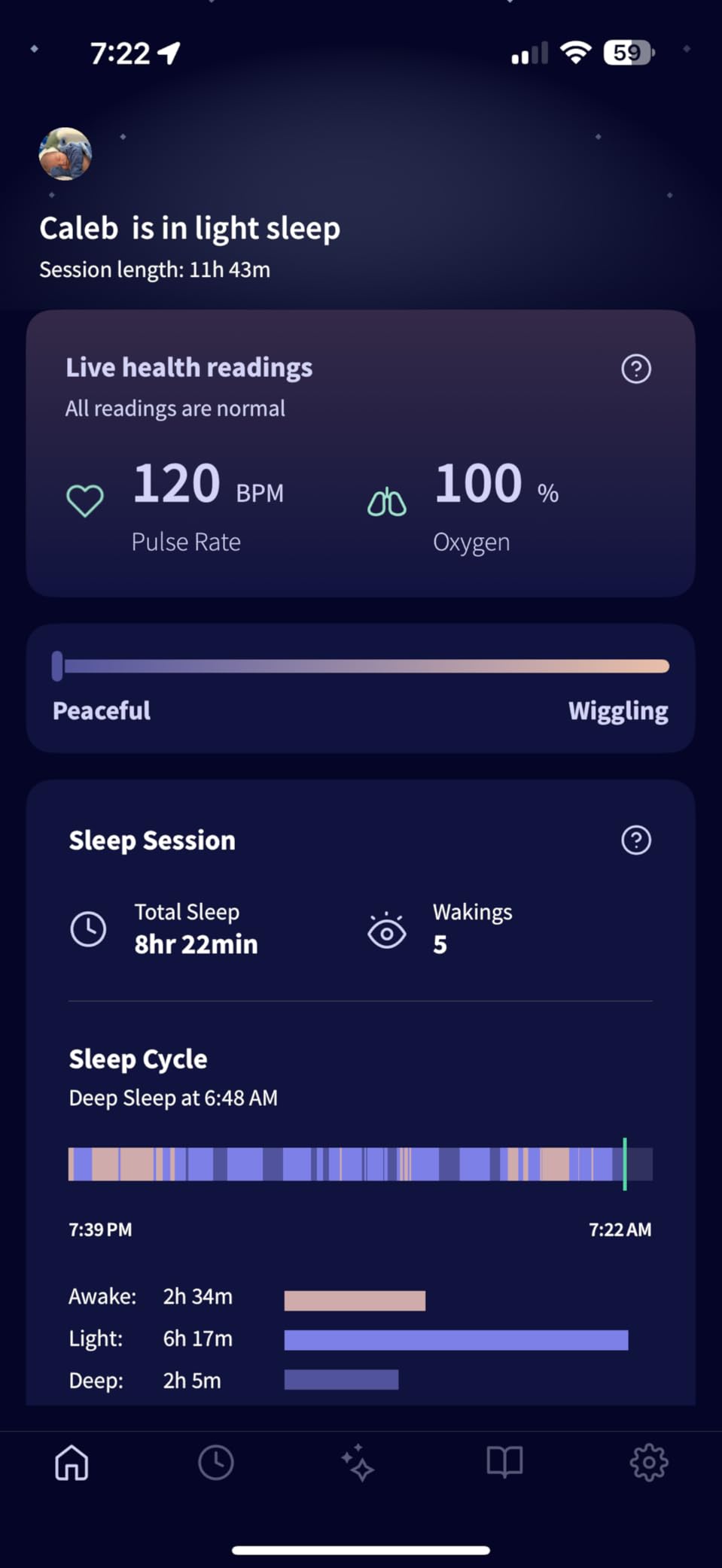Dream Sock - Smart Baby Monitor View Heart Rate and Average Oxygen O2 as Sleep Quality Indicators. Wakings, Movement, and Sleep State. Digital Sleep Coach and Sleep Assist Prompts - Mint customer photo 2