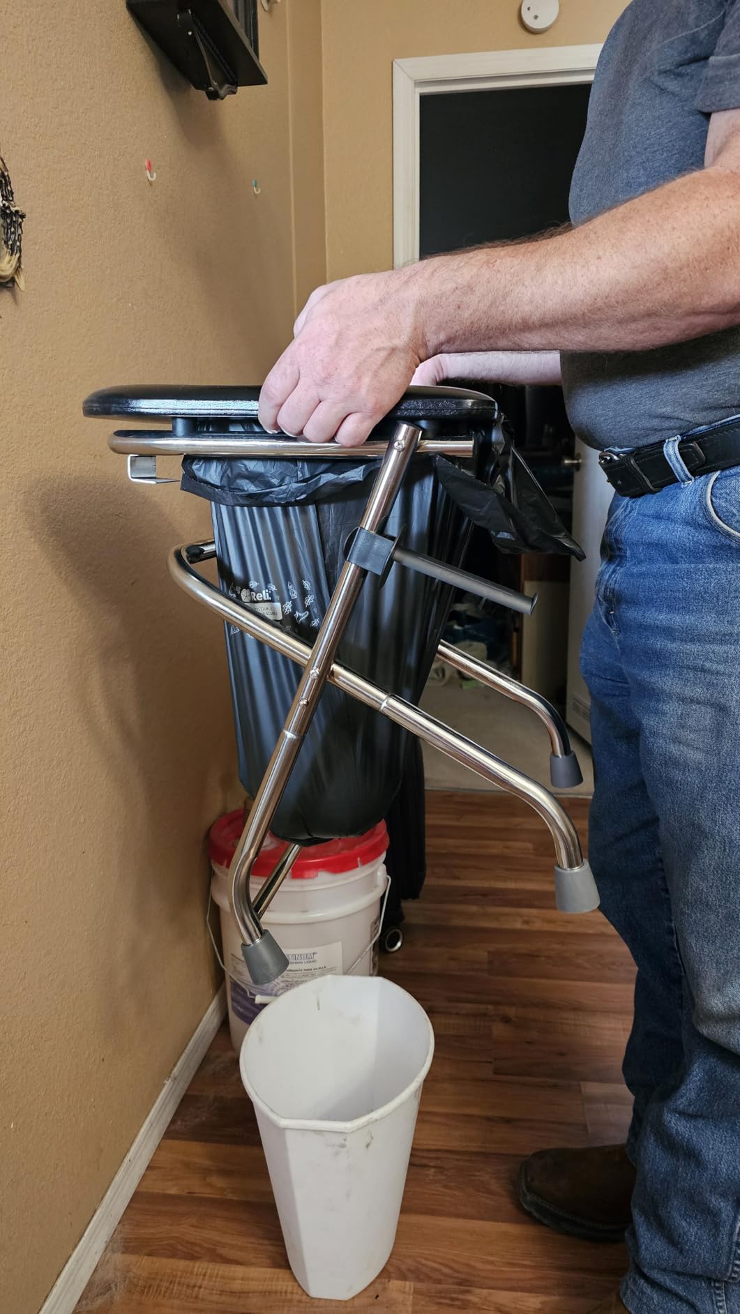 BLIKA Portable Toilet for Camping, 350LBS Stainless Steel Foldable Camp Travel Toilet with Soft Seat for Adults, 16.5-Inch Portable Toilet for Truckers, Camping, RV Travel, Road Trips, Outdoor Use customer photo 2
