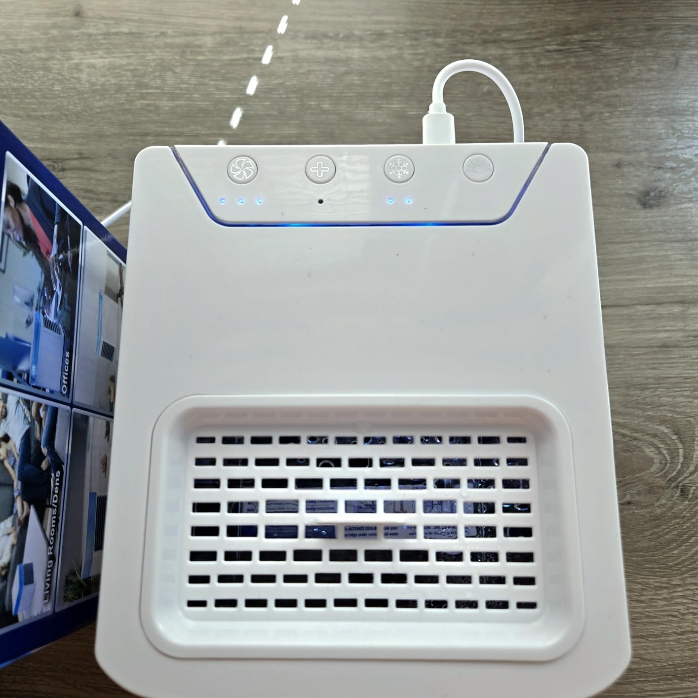 Arctic Air Pure Chill 2.0 Evaporative Air Cooler by Ontel - Powerful, Quiet, Lightweight and Portable Space Cooler with Hydro-Chill Technology For Bedroom, Office, Living Room & More,Blue customer photo 1