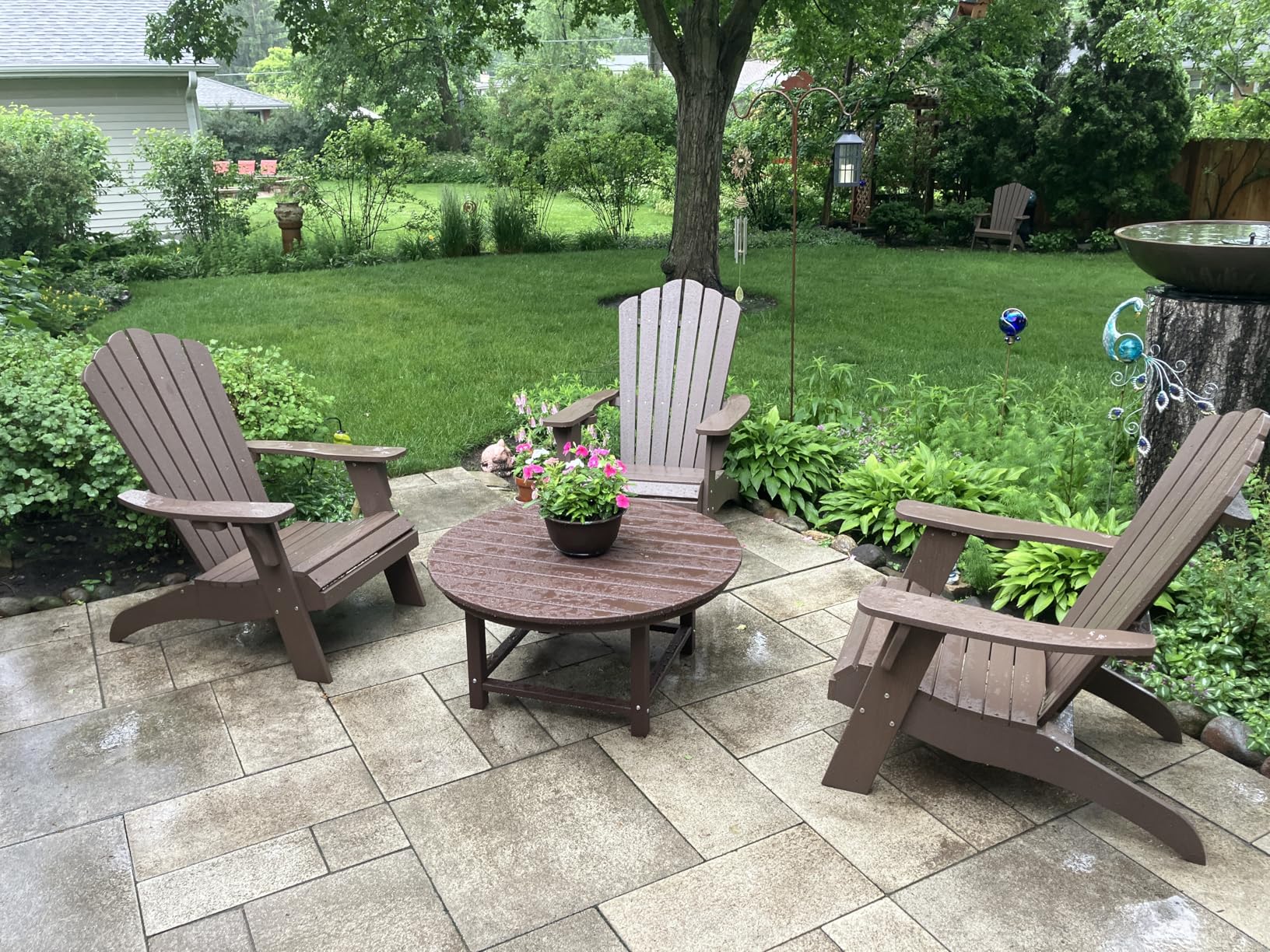 Psilvam Adirondack Chair, Oversized Poly Lumber Fire Pit Chair with Cup Holder, 350Lbs Support Patio Chairs for Garden, Weather Resistant Outdoors Seating, Relaxing Gift for Father & Mother (4, Brown) customer photo 1