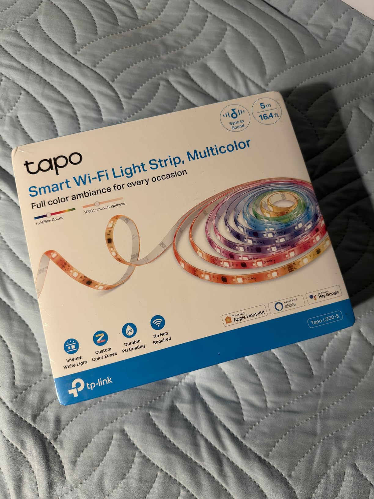 TP-Link Tapo RGBWIC Smart LED Light Strip 16.4Ft, 1000 Lumens, 16M Dimmable Colors, 50 Color Zones, Works w/Apple HomeKit/Alexa/Google Home, Sync-to-Sound, IP44 PU Coating, Trimmable L930-5 customer photo 2