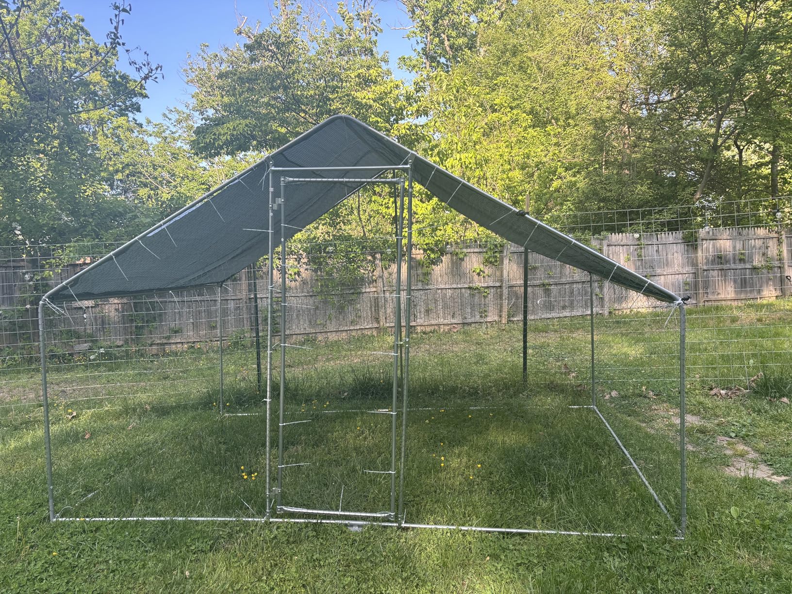 Large Metal Chicken Coop Round Top Upgrade Tri-Supporting Wire Mesh Chicken Run, Chicken Pen with Water-Resistant and Anti-UV Cover, Duck Rabbit House Outdoor (Dome Roof 19'L x 9'W x 6.5'H) customer photo 1