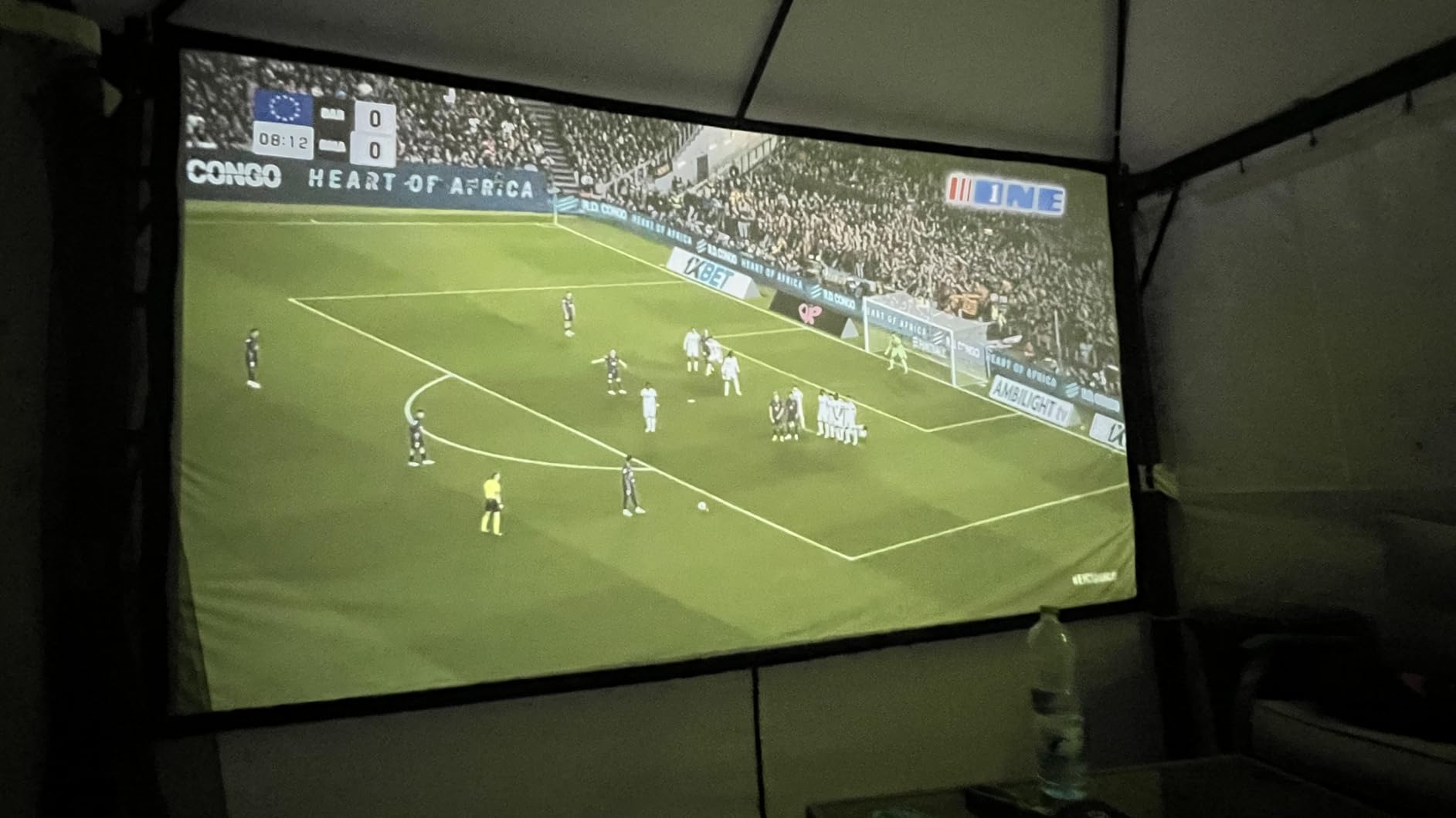 Towond 120 inch Projector Screen with Stand, 4K HD 16:9 Foldable Anti-Crease Indoor Outdoor Movie Screen, Portable Projection Screen for Backyard Theater, Camping, and Office Presentations customer photo 1