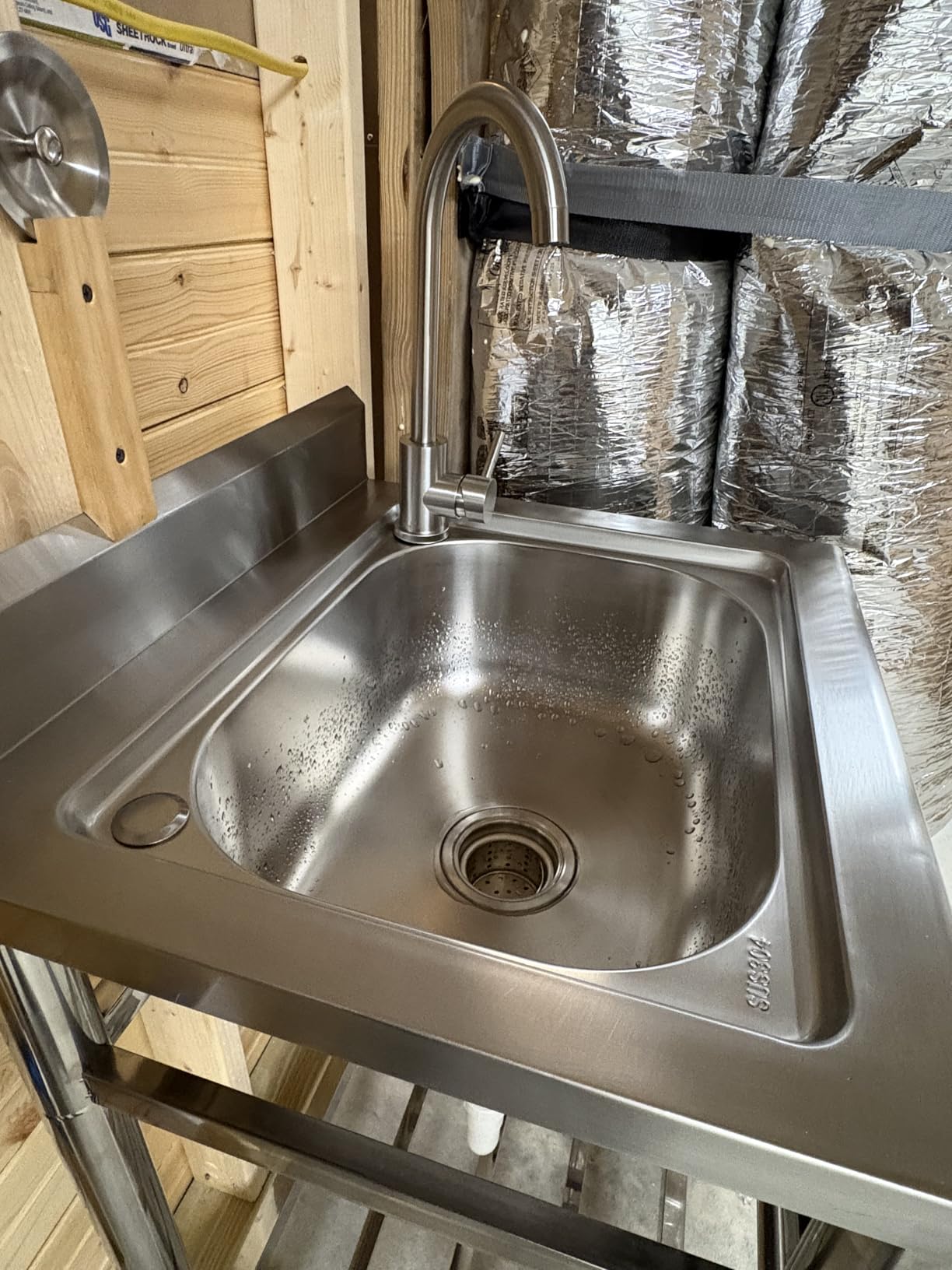 Utility Sink Free Standing Single Bowl Kitchen Sink with Cold and Hot Water Pipe Stainless Steel Sink for Garage Shop Laundry Room Basement Garden Farmhouse Mens Gifts Ourdoor Indoor fregadero customer photo 1