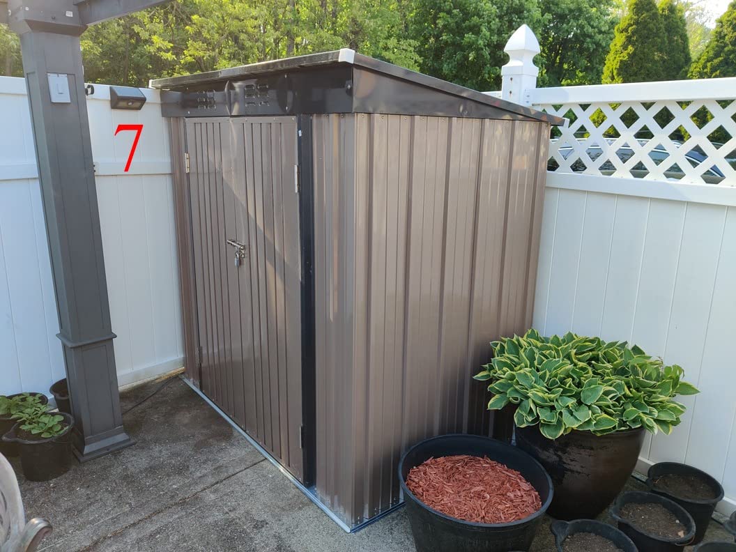 Gizoon 6' x 4' Outdoor Storage Shed with Double Lockable Doors, Anti-Corrosion Metal Garden Shed, Waterproof Shed Outdoor Storage for Backyard Patio Lawn, Dark Gray customer photo 1