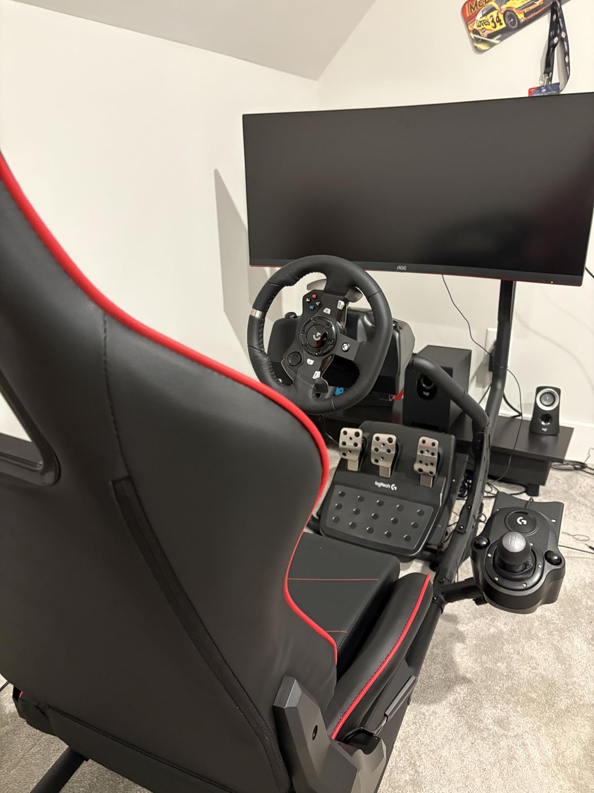 VIVO Racing Simulator Cockpit with TV Mount, Wheel Stand, Gear Mount, Chair and Frame Only, Fits Logitech, Thrustmaster, Fanatec, Compatible with Xbox One, PlayStation, VESA 400x400, STAND-KIT-RACE1B customer photo 1