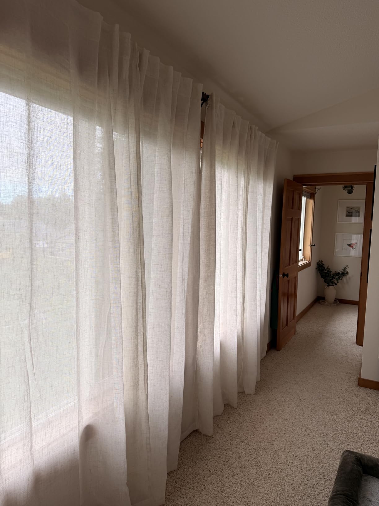 MIULEE Natural White Linen Curtains 84 Inch Long for Bedroom Living Room, Soft Thick Linen Textured Window Drapes Semi Sheer Light Filtering Rod Pocket Back Tab Neutral Farmhouse Cream Ivory 2 Panels customer photo 1