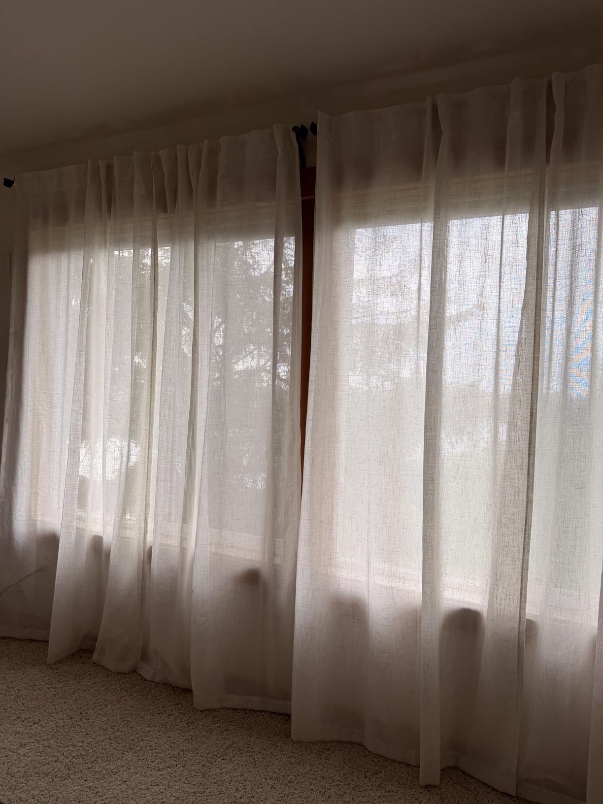 MIULEE Natural White Linen Curtains 84 Inch Long for Bedroom Living Room, Soft Thick Linen Textured Window Drapes Semi Sheer Light Filtering Rod Pocket Back Tab Neutral Farmhouse Cream Ivory 2 Panels customer photo 2