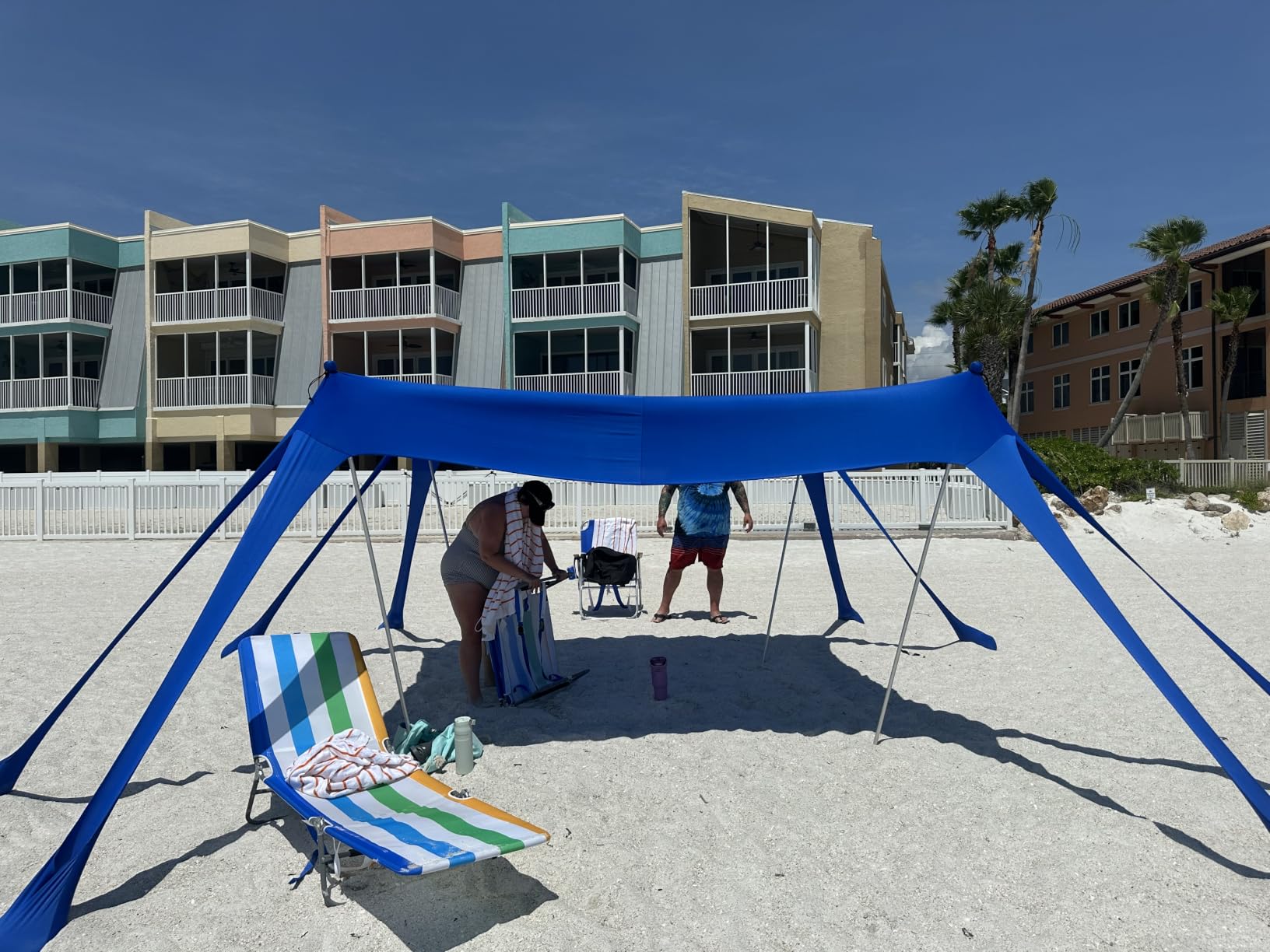 Osoeri Beach Tent, Camping Sun Shelter UPF50+ with 8 Sandbags, Sand Shovels, Ground Pegs & Stability Poles, Outdoor Shade Beach Canopy for Camping Trips, Fishing, Backyard Fun or Picnics customer photo 2